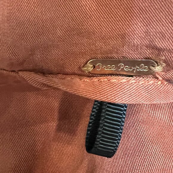 Free People Rust Orange Tencel Lyocell Belted Long Trench Coat Jacket Size M - Picture 6 of 11